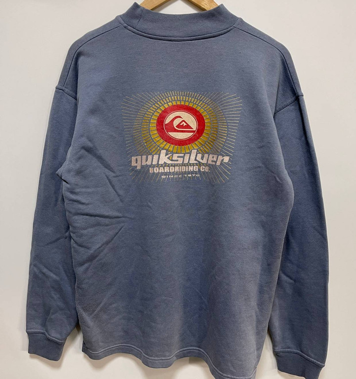 Quicksilver Surf Style Vintage 90s Surfboard Made In Usa Mock Crewneck M