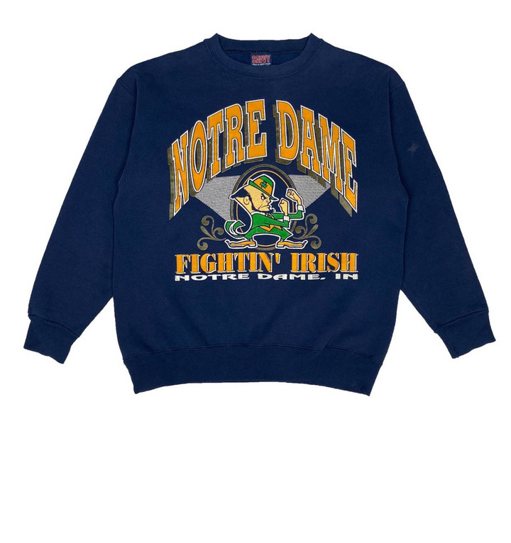 American College Made In Usa Vintage Notre Dame Vintage 90s Crewneck College Sports Usa Tr