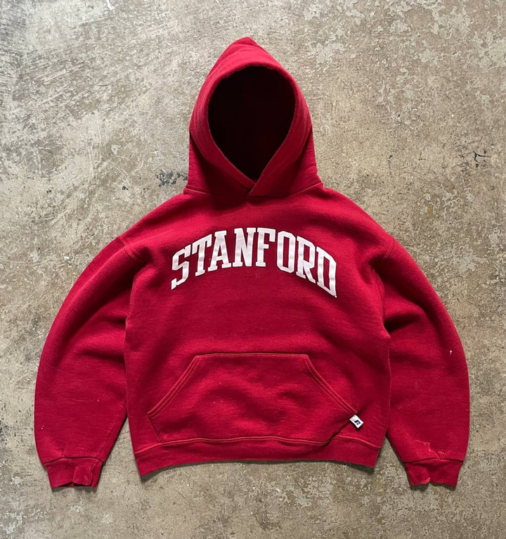 Collegiate Russell Athletic Vintage 1990s Boxy stanford University Maroon  Red Hood