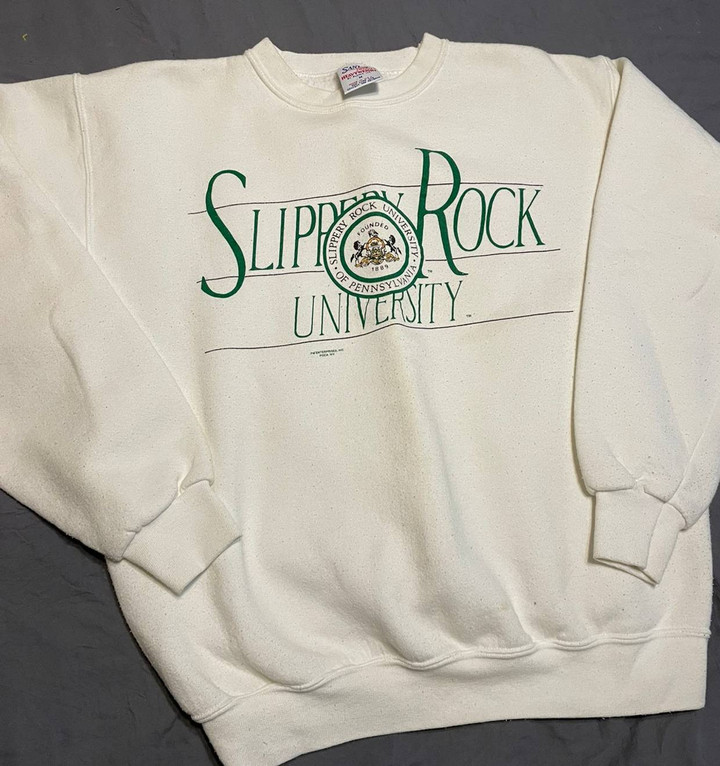 American College Made In Usa Vintage 80s Slippery Rock University College Crewneck Kell