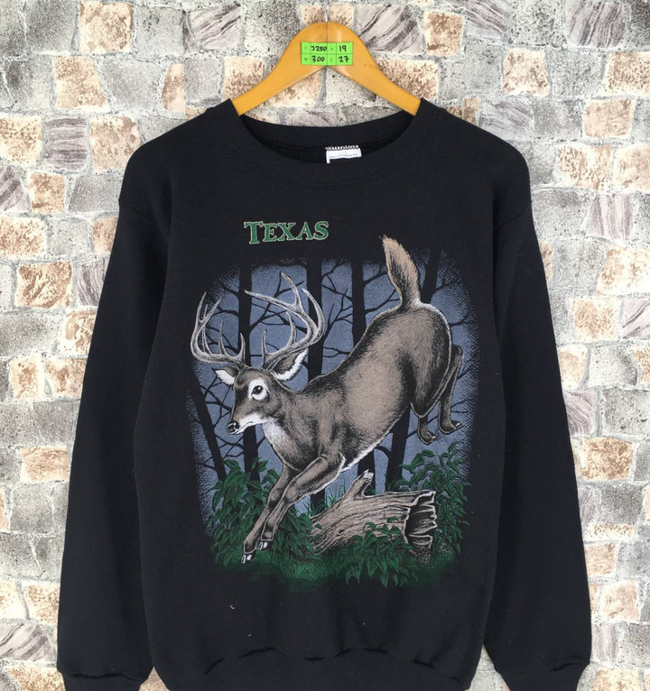 Tultex Vintage Vintage Animal Motif Texas Forest Deer Graphic Ed Am