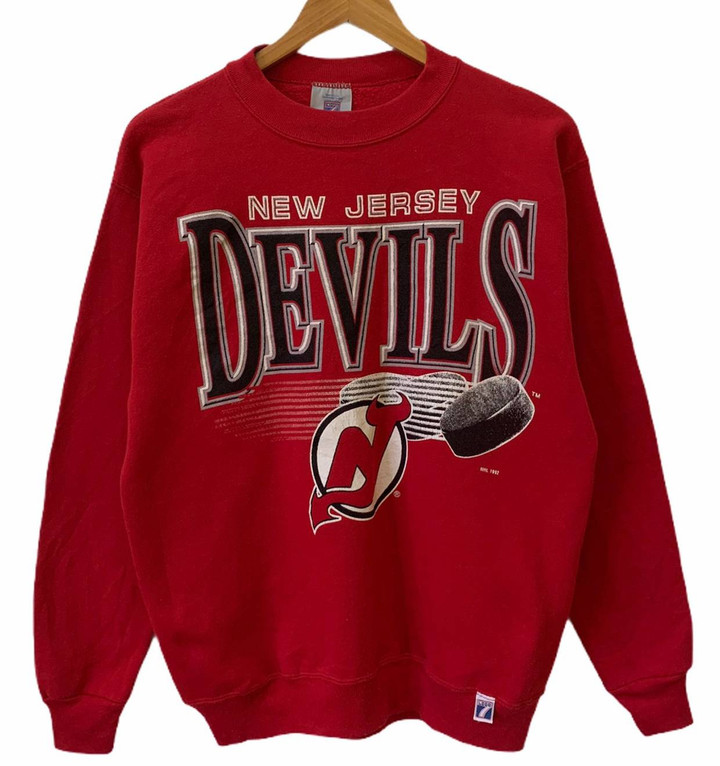 Hockey Nhl Vintage Vtg 90s New Devils Red M