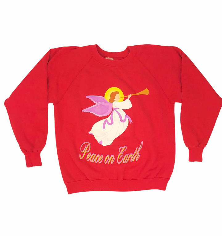 Vintage Vintage 90s Peace On Earth Angel Red Made In Usa