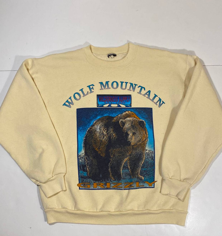 Animal Tee Streetwear Vintage Vintage Wolf Mountain Grizzly Bear