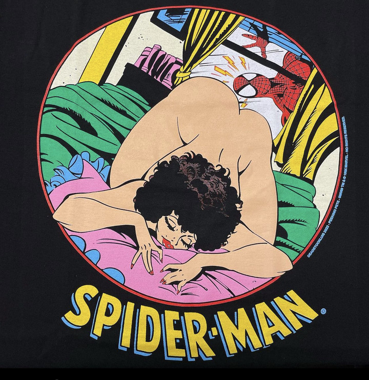 Spiderman Sexy girl lying in bed T-shirt