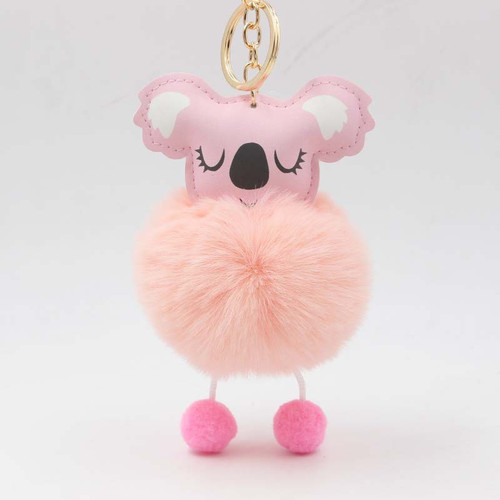 Cute Fur Ball Koala Keychain Pom Pom Key Chain Handbag Purse Fluffy Key Ring Bag Car Key Holder Porte Clef Llaveros For Girls