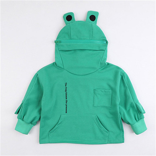 1-7 Years Kids Girls Boys Frog Hoodies Baby 3D Cartoon Spring Autumn Sweatshirts Fashion Mouth Zipper Pullover Hoodie For Girls