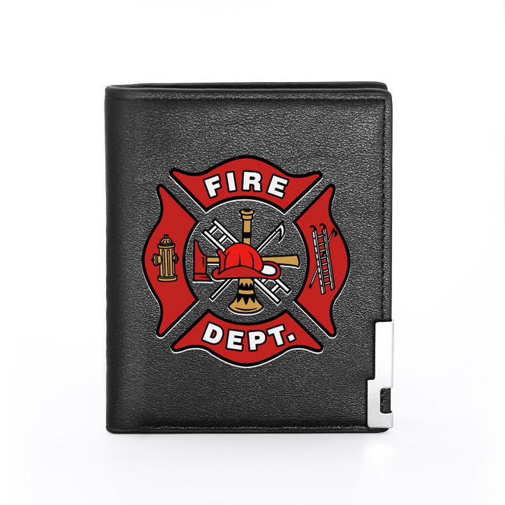 High Quality Fire Control Firemen Printing Men's Wallet Leather Purse For Men