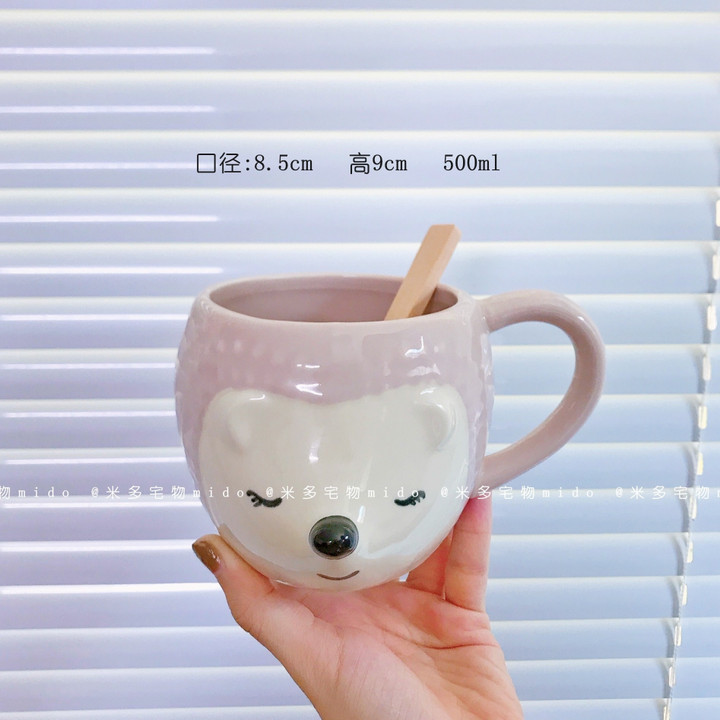 Kawaii Koala Mug Girl Heart Cute Cartoon Animal Couple Personality Creative Large Capacity 500ml Ceramic Hedgehog Water Cup
