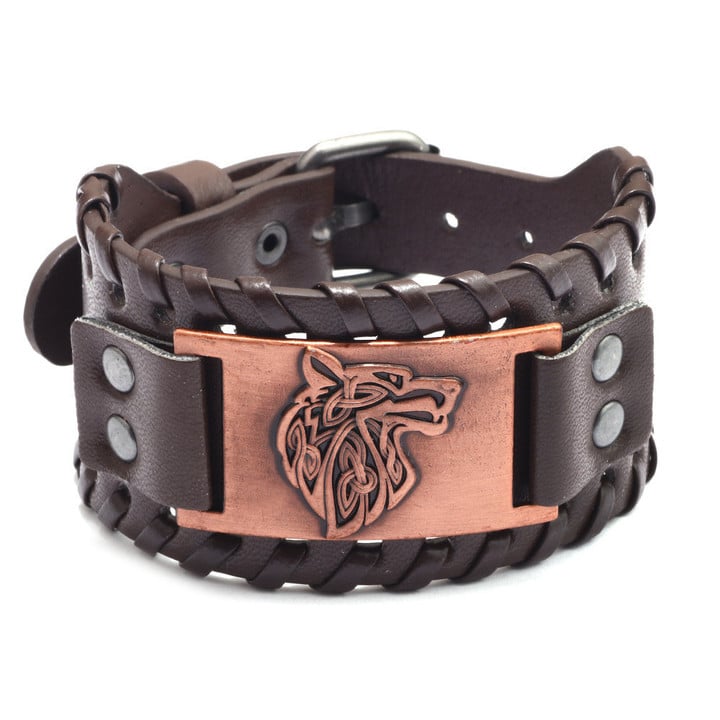 Vintage Viking Leather Braided Bracelet