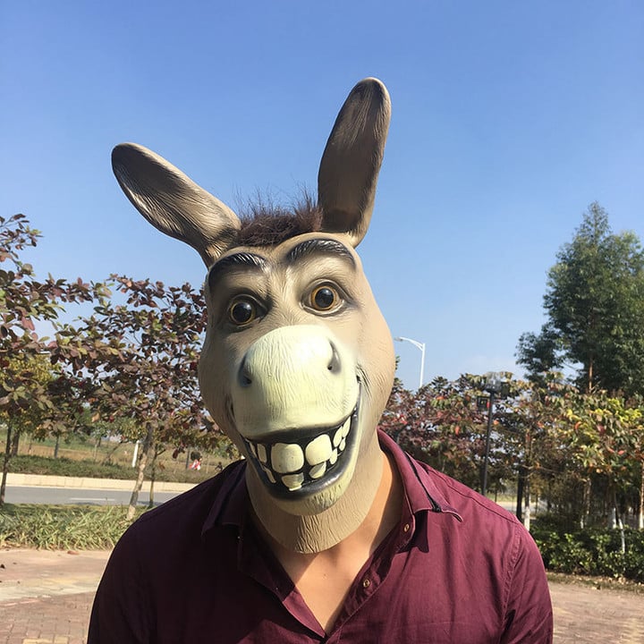 Funny Adult Creepy Funny Donkey Horse Head Mask Latex Halloween Animal Cosplay Zoo Props Party Festival Costume Ball Mask