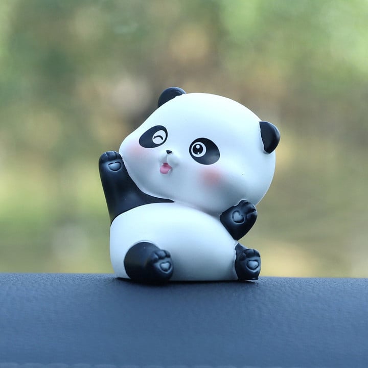 1pcs Cute Panda Car Ornaments Car Dashboard DecorToys Resin Funny Panda Ornament Garden Miniature Figurine