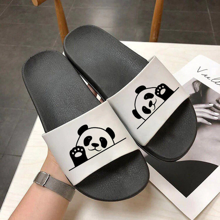 Kawaii Panda Cartoon Printing Couple Shoes Indoor And Outdoor Women Slippers Shoes For Women Fashion Thick Soles Slippers