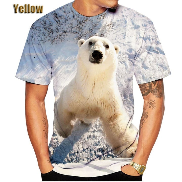 Cute Polar Bear 3D Casual T Shirt for Women/Men Funny White Bear Short Sleeve Cool Tees