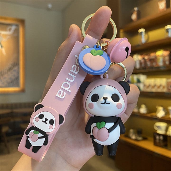 Silicone Panda Keychain car keyrings cute creative jewelry pendant bag ornament small gift