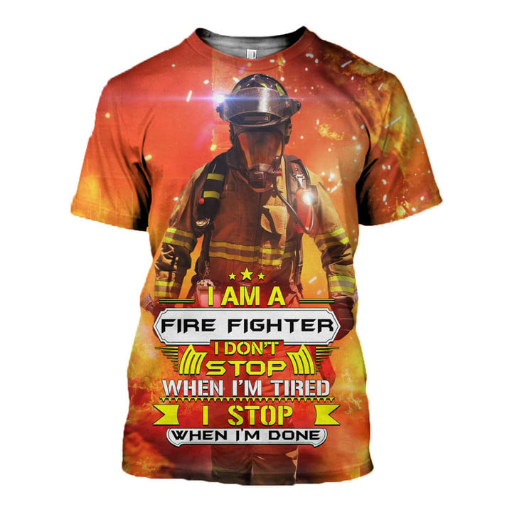 Summer Tee Men Cool T shirt 3D Print Firefighter Fireman Short Sleeve T-shirt Women's Casual Fashion Streetwear Oversized Tshirt