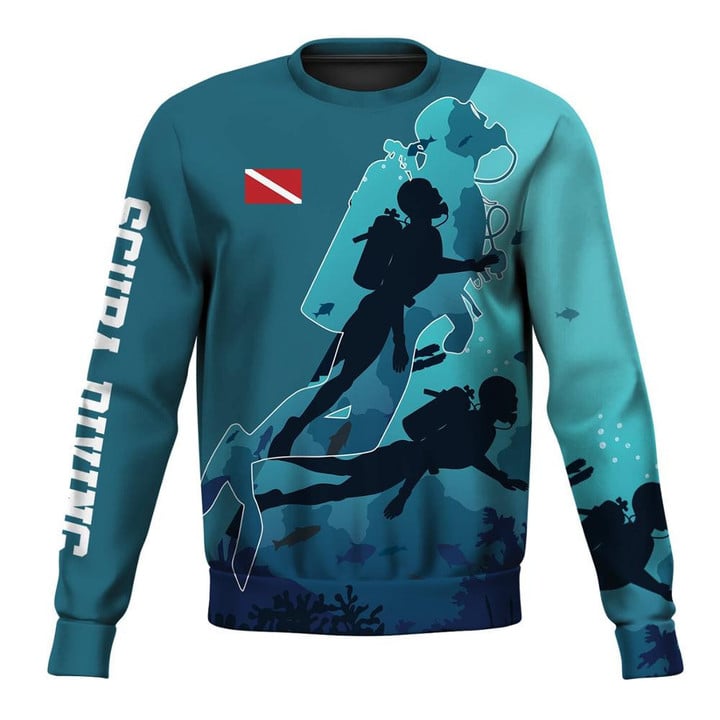 Scuba Diving Art Sport 3D Print Hoodie Man Women Unisex Zipper Up Jacket Harajuku Pullover Sweatshirt Outwear Casual Tracksuit 3