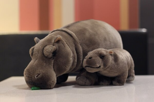 12" Lifelike Standing Hippos Stuffed Animal Toys Soft Real Life Hippopotamus Plush Toy Birthday Gift For Kids