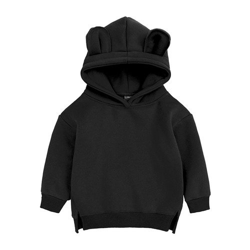 New Fashion Baby Boys Girls Clothes Solid Color Pullover Hooded Long Sleeve Warm Tops Kids Cute Ears Outwear Coat Sweatshirts