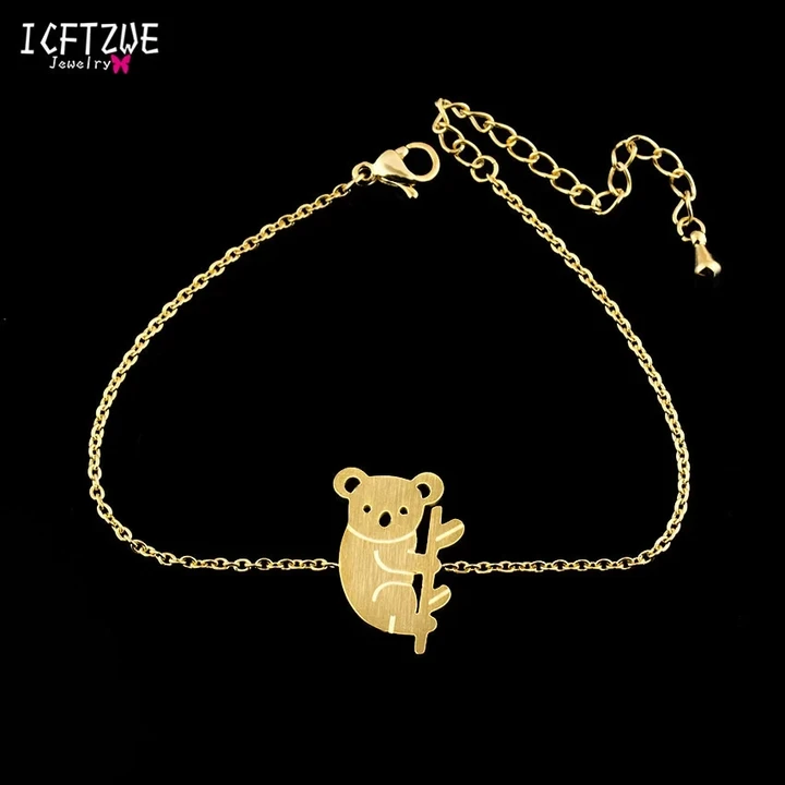 Cute Australian Koala Bracelet For Women Stainless Steel Chain Animal Baby Bear AustralianBracelet Jewelry Gifts Bijoux