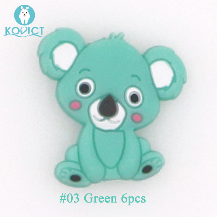 Kovict 6/10pcs 28mm Silicone Beads Mini Koala bead Baby Silicone Teether Food Grade Rodents DIY Baby Teething Toys
