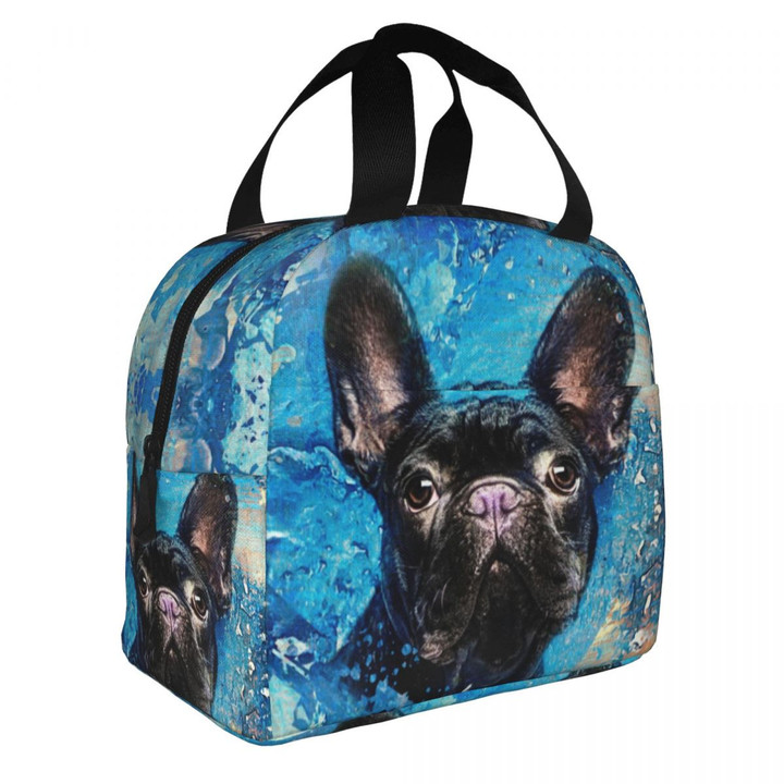 Cute French Bulldog Thermal Insulated Lunch Bag Resuable Pet Dog Print Lunch Tote Box For Women Kids School Picnic Food Bags
