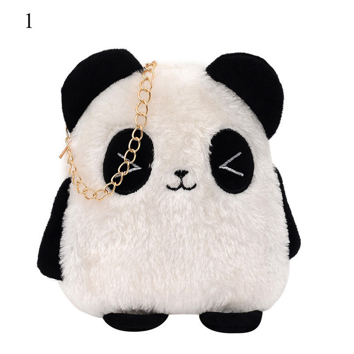 Cute Cartoon Panda Messenger Bag New Creative Fashion Shoulder Bag Women Stylish Literary Plush Chain Messenger Bag