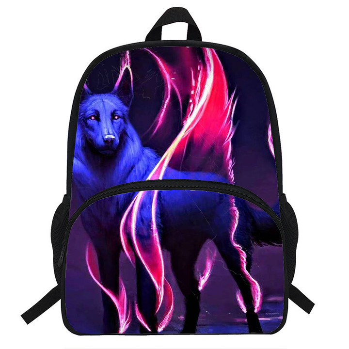 Moon Roaring Wolf Printing Kids School Bags for Boys Girls Backpack Children Cute Schoolbag Orthopedical Satchel