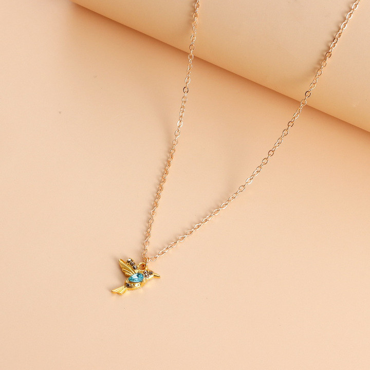New Crystal Hummingbird Necklaces For Women Fashion Jewelry Gold Color Chain Birds Animal Pendant Choker Collares Joyeria Mujer
