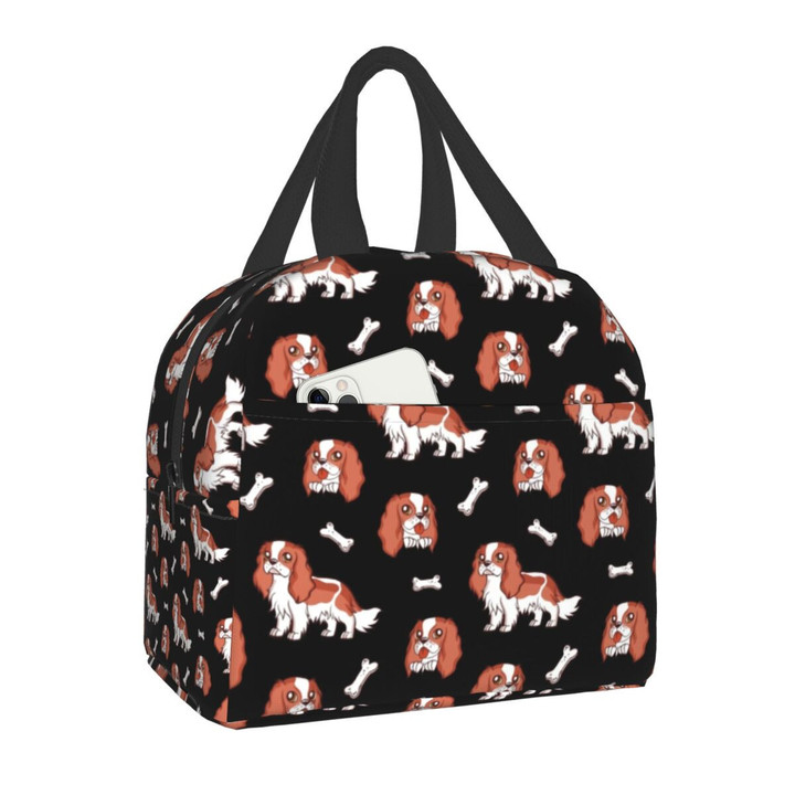 Cute Dog Cavalier King Charles Spaniel Thermal Insulated Lunch Bag Women Resuable Lunch Container for Work School Travel Picnic
