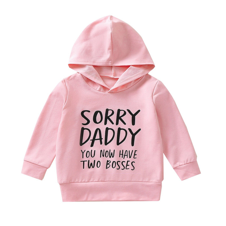 1-6Years Toddler Baby Girls Fall Hoodies Fashion Letter Print Long Sleeve Loose Hooded Tops 3Colors