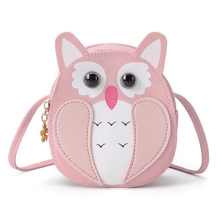 Kids Girl Cartoon Owl Shoulder Crossbody Bag PU Leather Satchel Small Tote Coin Purse