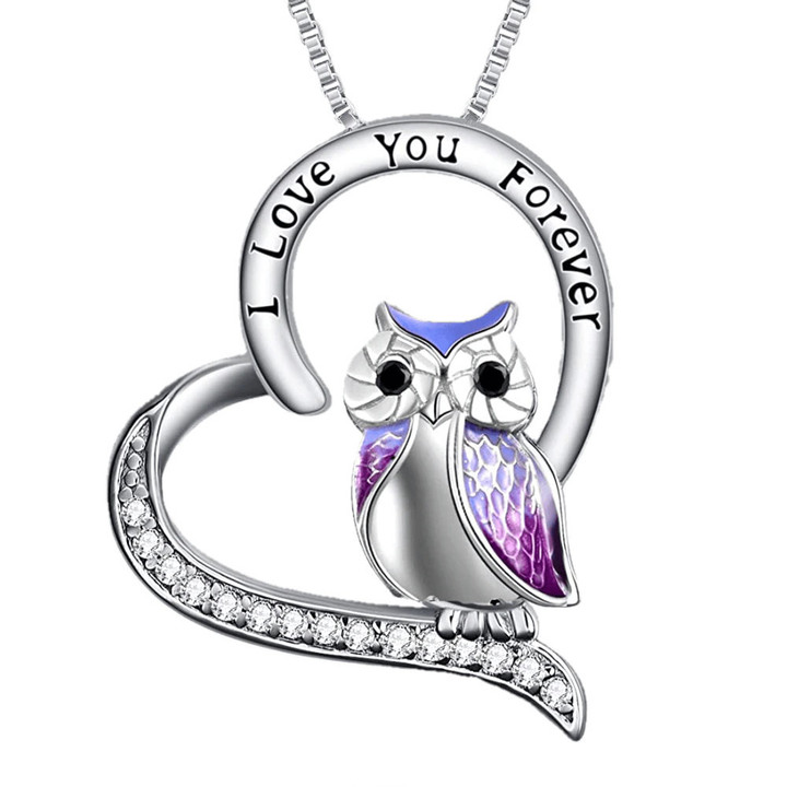 Owl Pendant Necklace for Women Natural Zircon Heart Owl Jewelry Gifts for Women Girls