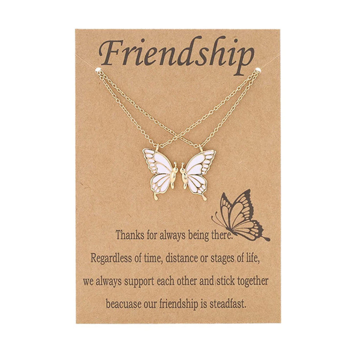 Best Friend Butterfly Necklaces BFF Friendship Necklace for 2 Girls Lover Couple Necklace Long Distance Birthday Gifts