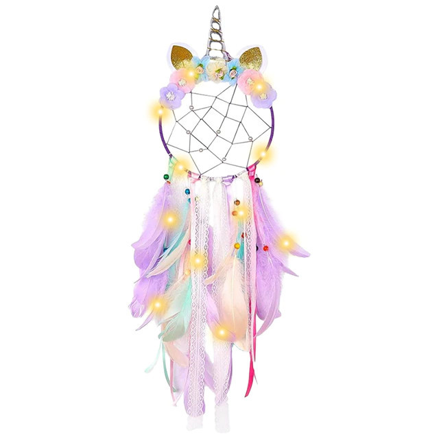 Unicorn Dream Catchers Colorful True feather Dream Catcher Home Decor Dream Catcher girls birthday gifts for Kids Home Decor