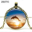 Dolphin photo glass necklace