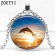 Dolphin photo glass necklace