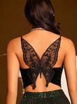Sexy Butterfly Embroidery Mesh Velvet Cami