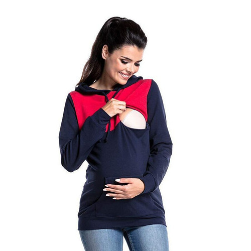 Maternity Sweatshirt Women Nursing Maternity Long Sleeves Hooded Breastfeeding Hoodie Pregnant Women Long Sleeve Hooded Sweater