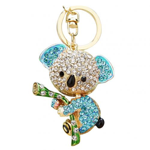 Cute Rhinestone Inlaid Koala Pendant Keychain Car Key Ring Holder Bag Charm Lovely Hanging Bag Decoration Jewelry Gift Fashion