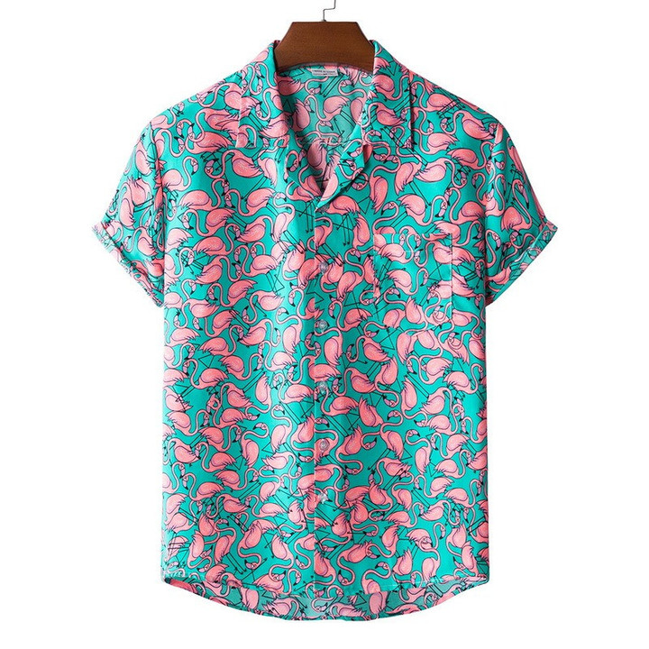 Stylish Flamingo Print Hawaiian Aloha Shirt