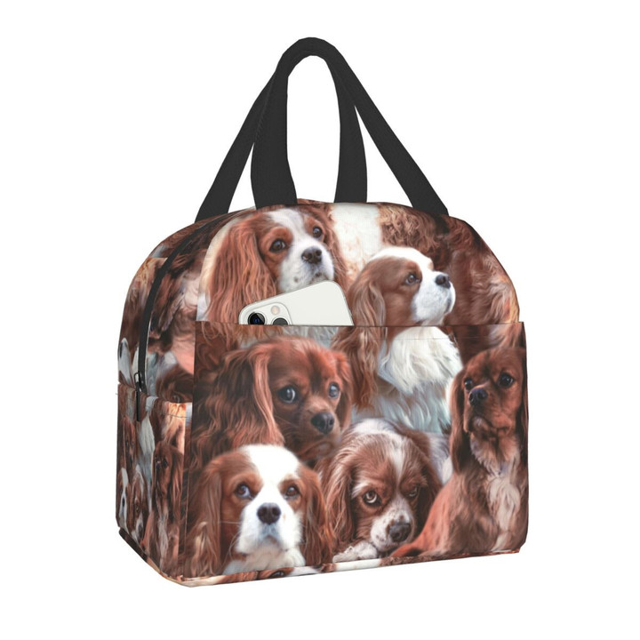 Cute Dog Cavalier King Charles Spaniel Thermal Insulated Lunch Bag Women Resuable Lunch Container for Work School Travel Picnic