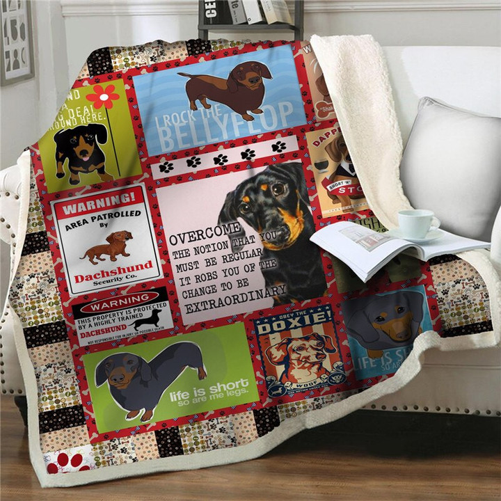 3D Dachshund Sherpa Blanket Animal Printed Children Gift Plush Throw Blanket Cartoon anime Nap blanket Couch Quilt Cover Bedding