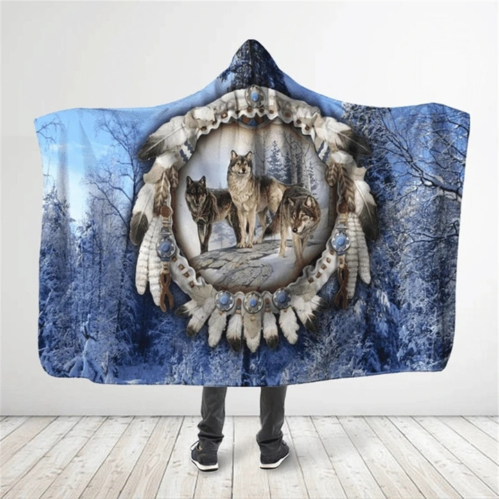 3D Feather Werewolf Full Print Hooded Blanket