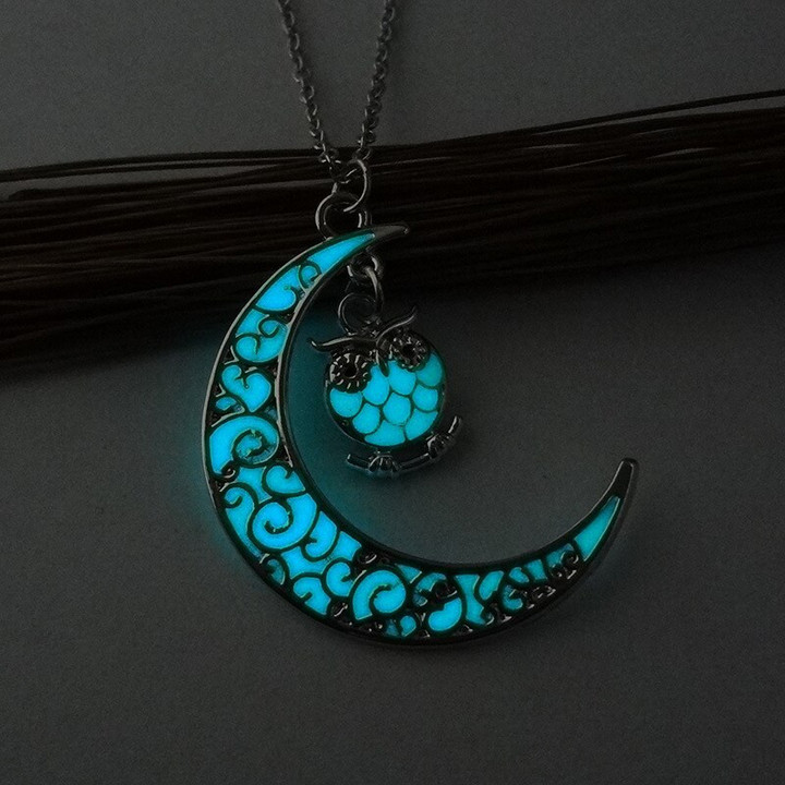 Owl Moon pendant necklaces Glow In The Dark