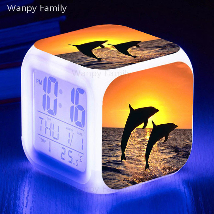 Dolphins LED Alarm Clock