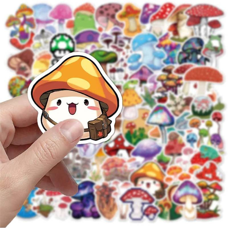 50pcs Cute Mushroom Stickers Vinyl Waterproof Frog Decals for Kids Stu ...