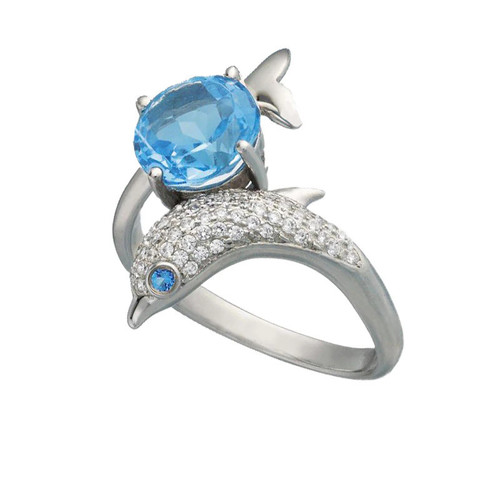 White Gold Plated Dolphin Ring