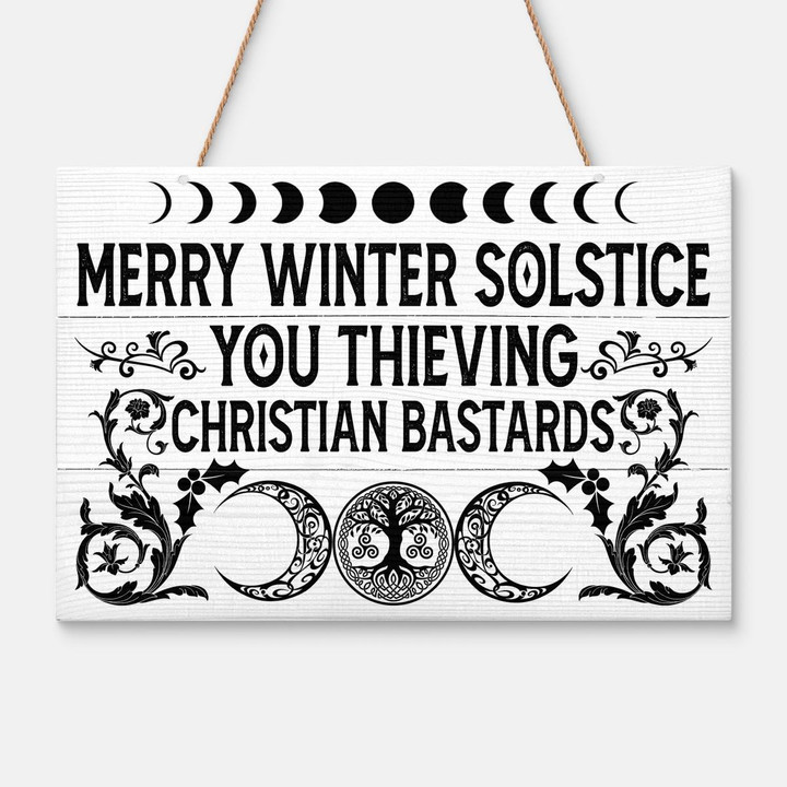 Witch - Merry Winter Solstice - Wood Sign