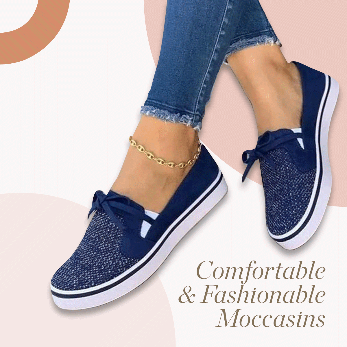 Comfortable Flat Bow Moccasin Sneakers